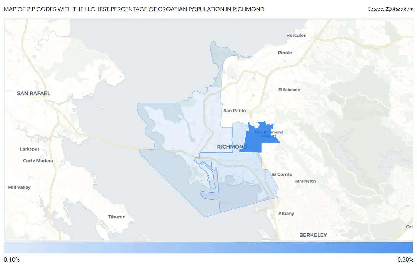 Zip Codes with the Highest Percentage of Croatian Population in Richmond Map