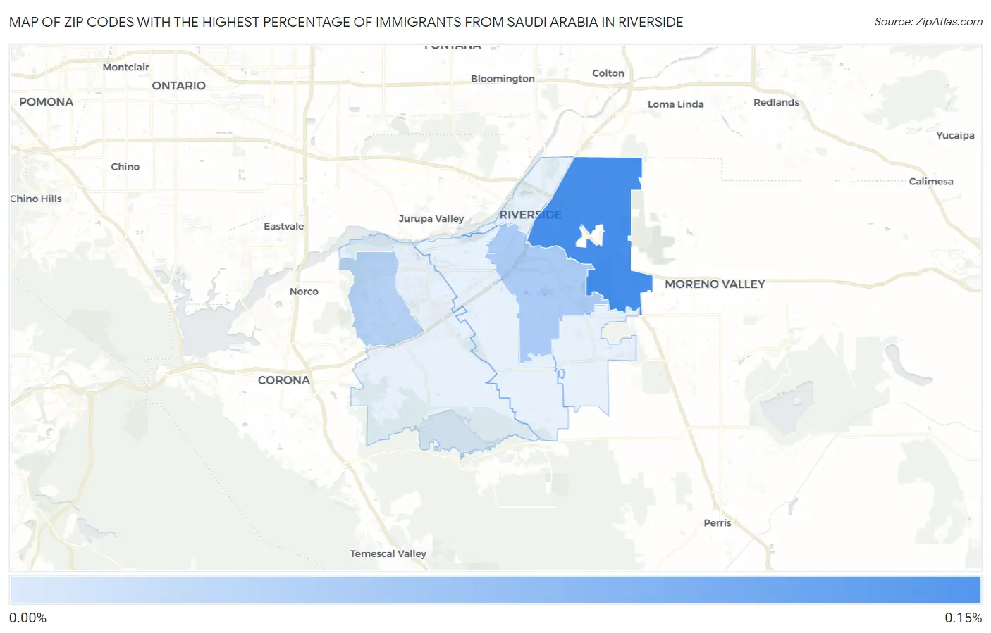 Zip Codes with the Highest Percentage of Immigrants from Saudi Arabia in Riverside Map