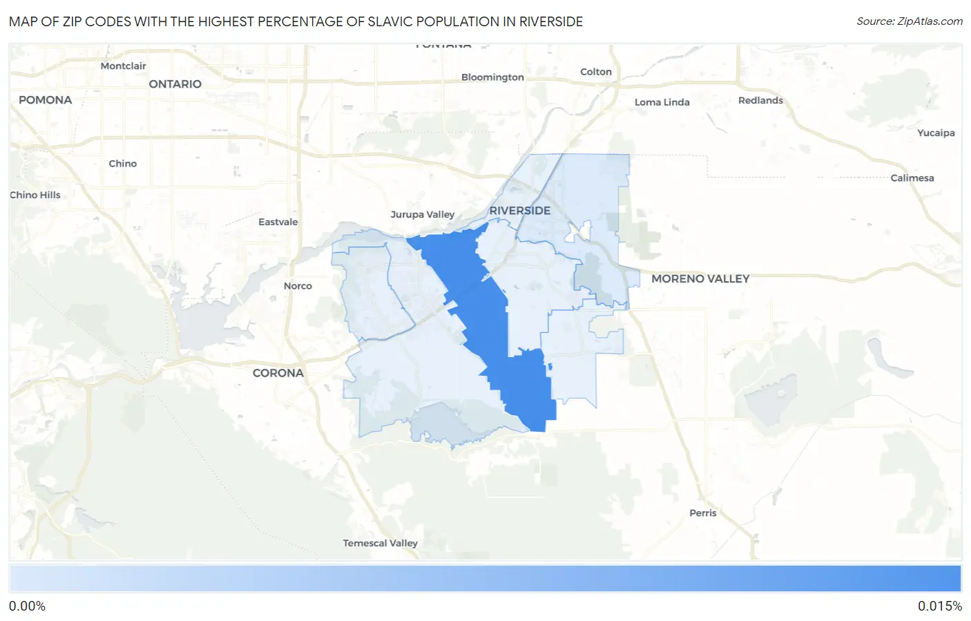 Zip Codes with the Highest Percentage of Slavic Population in Riverside Map