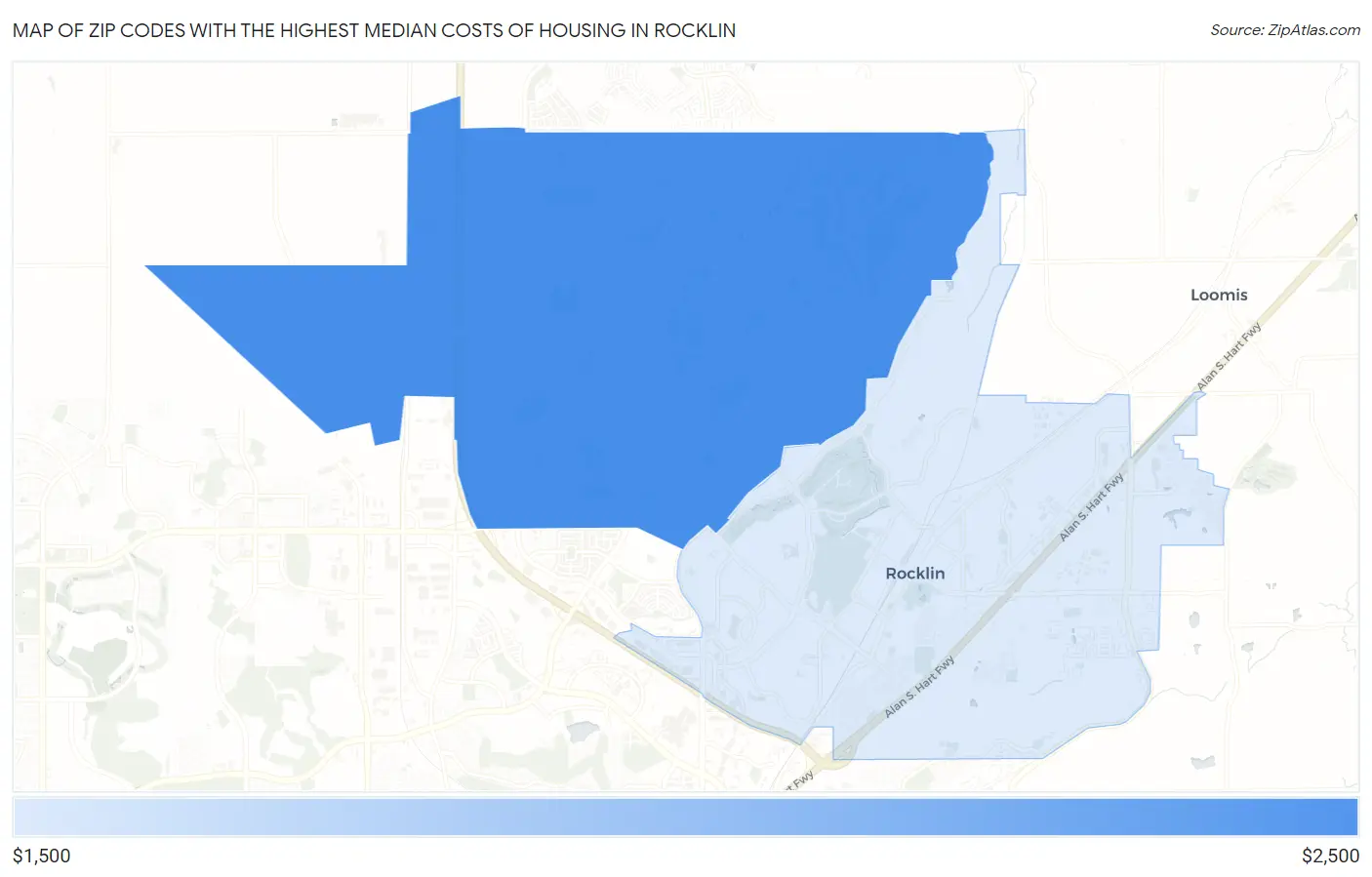 Zip Codes with the Highest Median Costs of Housing in Rocklin Map
