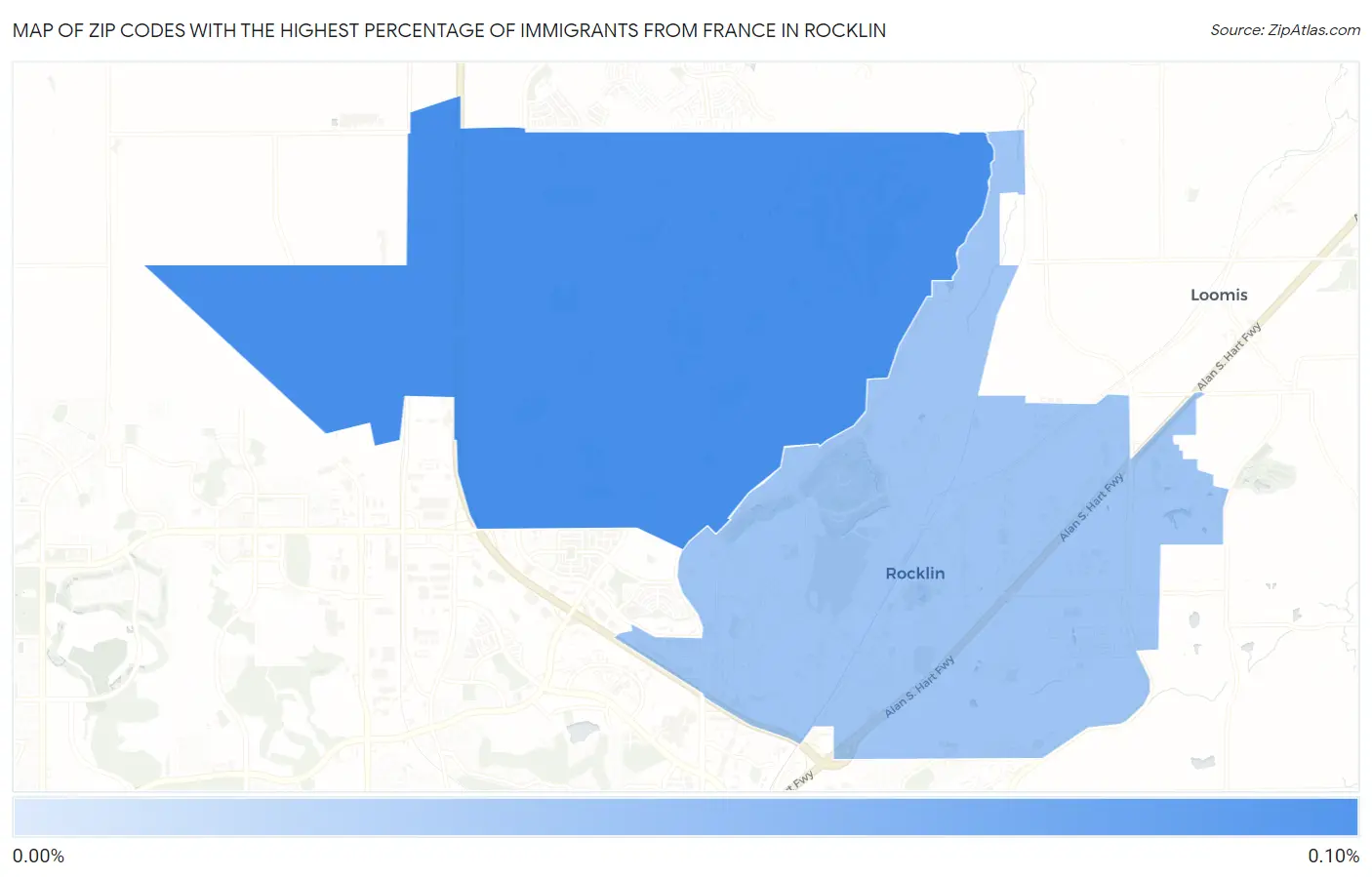Zip Codes with the Highest Percentage of Immigrants from France in Rocklin Map