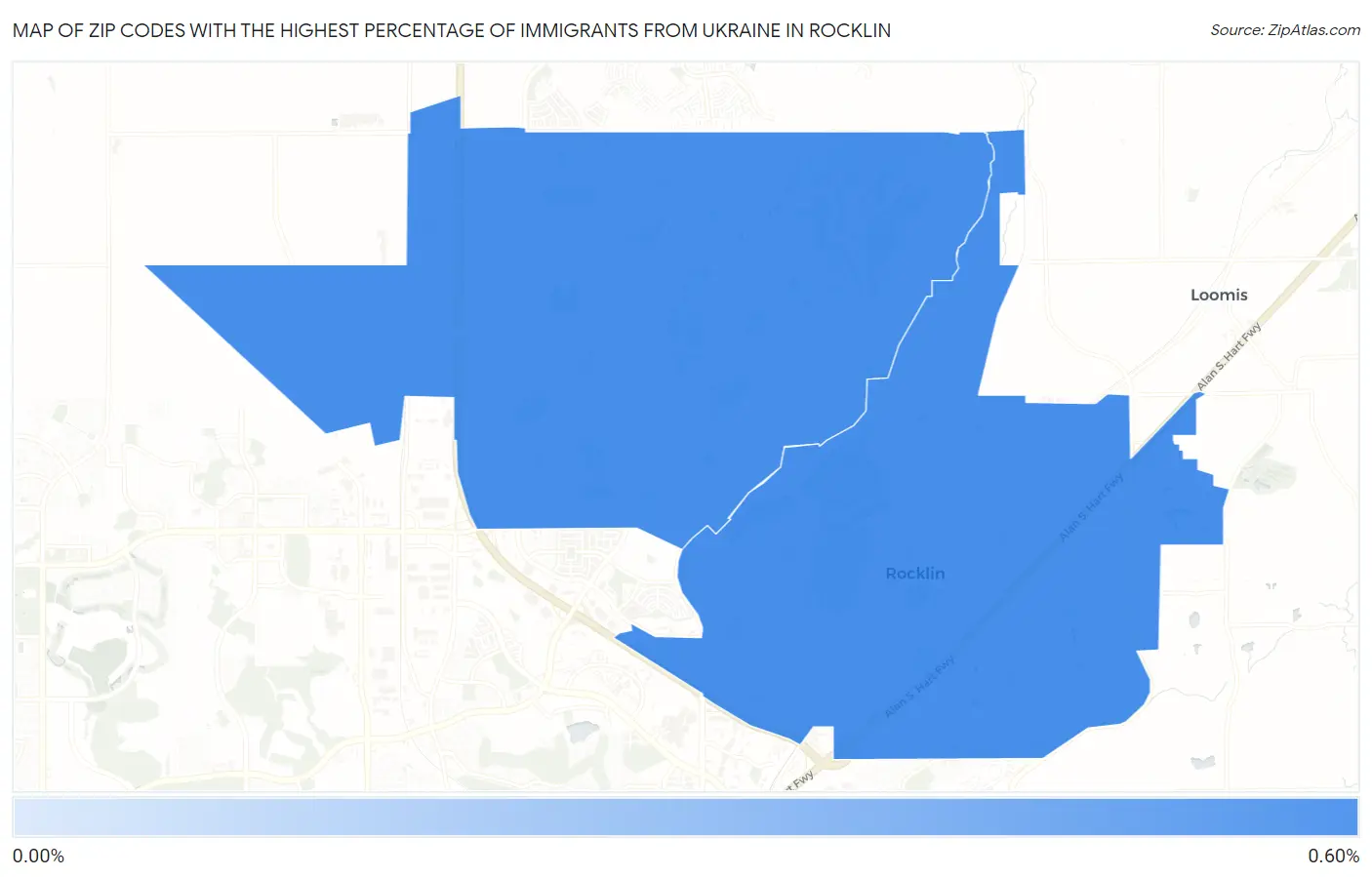 Zip Codes with the Highest Percentage of Immigrants from Ukraine in Rocklin Map