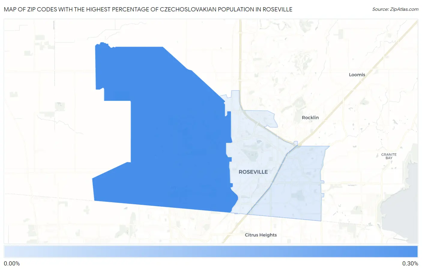 Zip Codes with the Highest Percentage of Czechoslovakian Population in Roseville Map