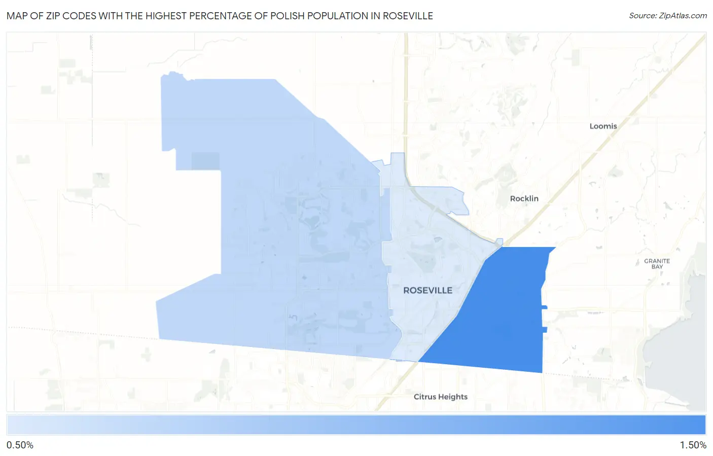Zip Codes with the Highest Percentage of Polish Population in Roseville Map