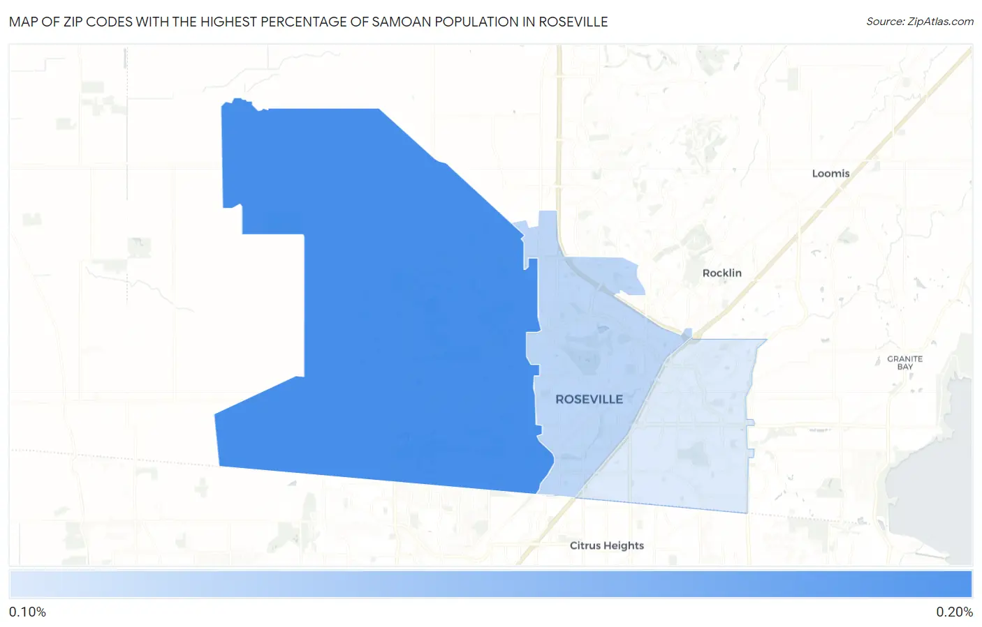 Zip Codes with the Highest Percentage of Samoan Population in Roseville Map