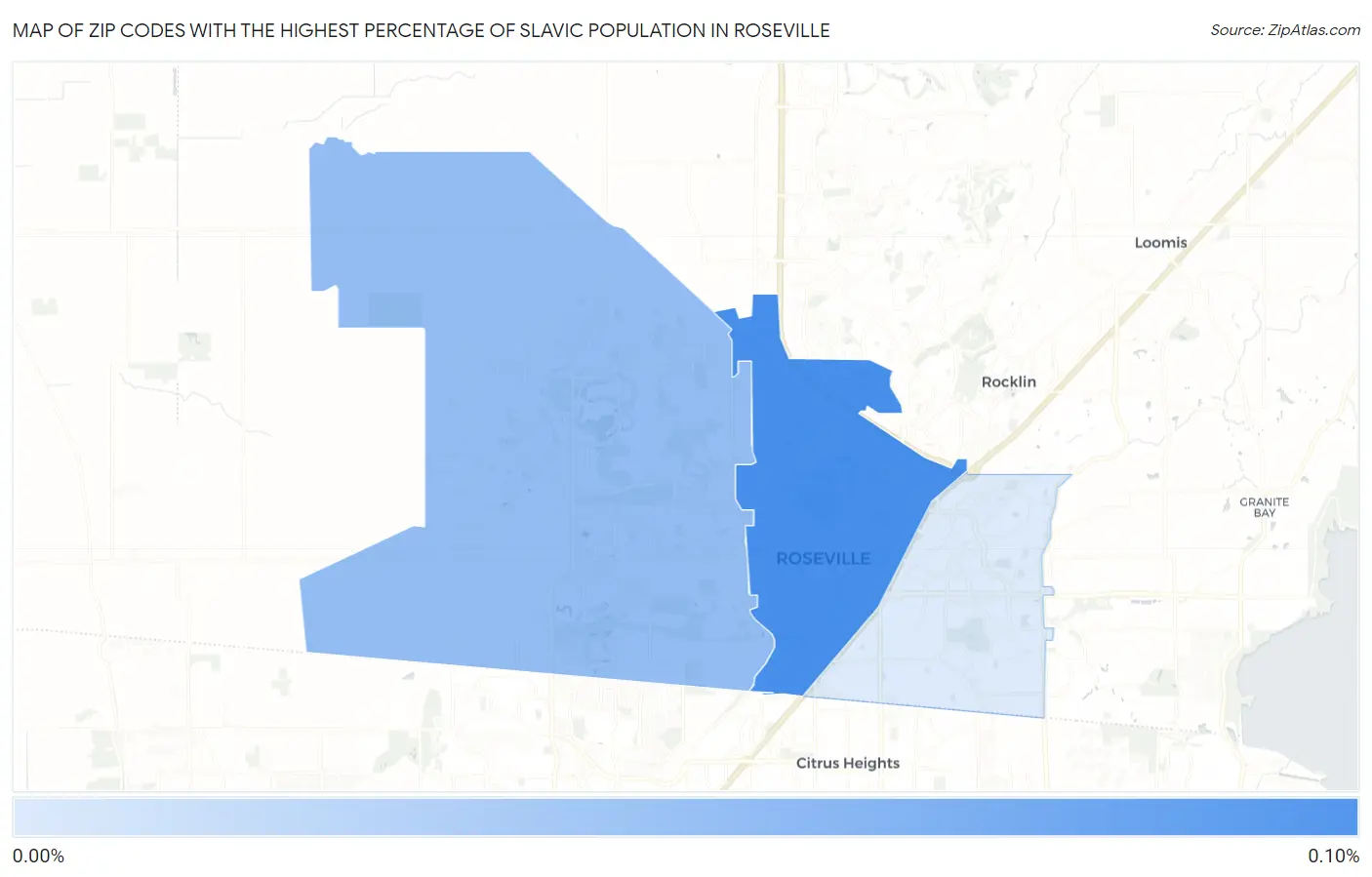 Zip Codes with the Highest Percentage of Slavic Population in Roseville Map