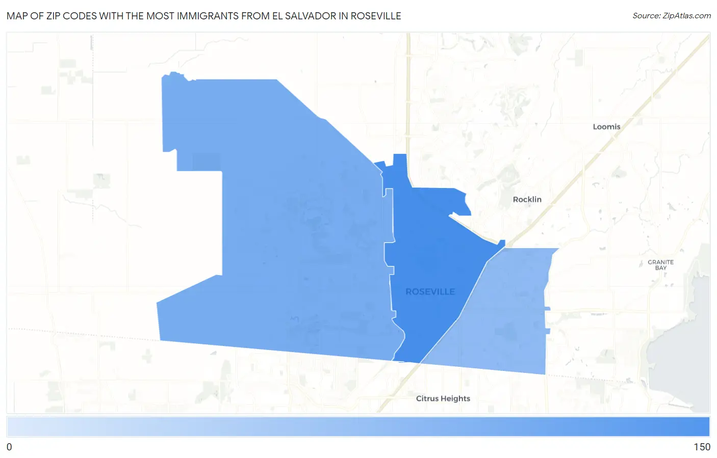 Zip Codes with the Most Immigrants from El Salvador in Roseville Map