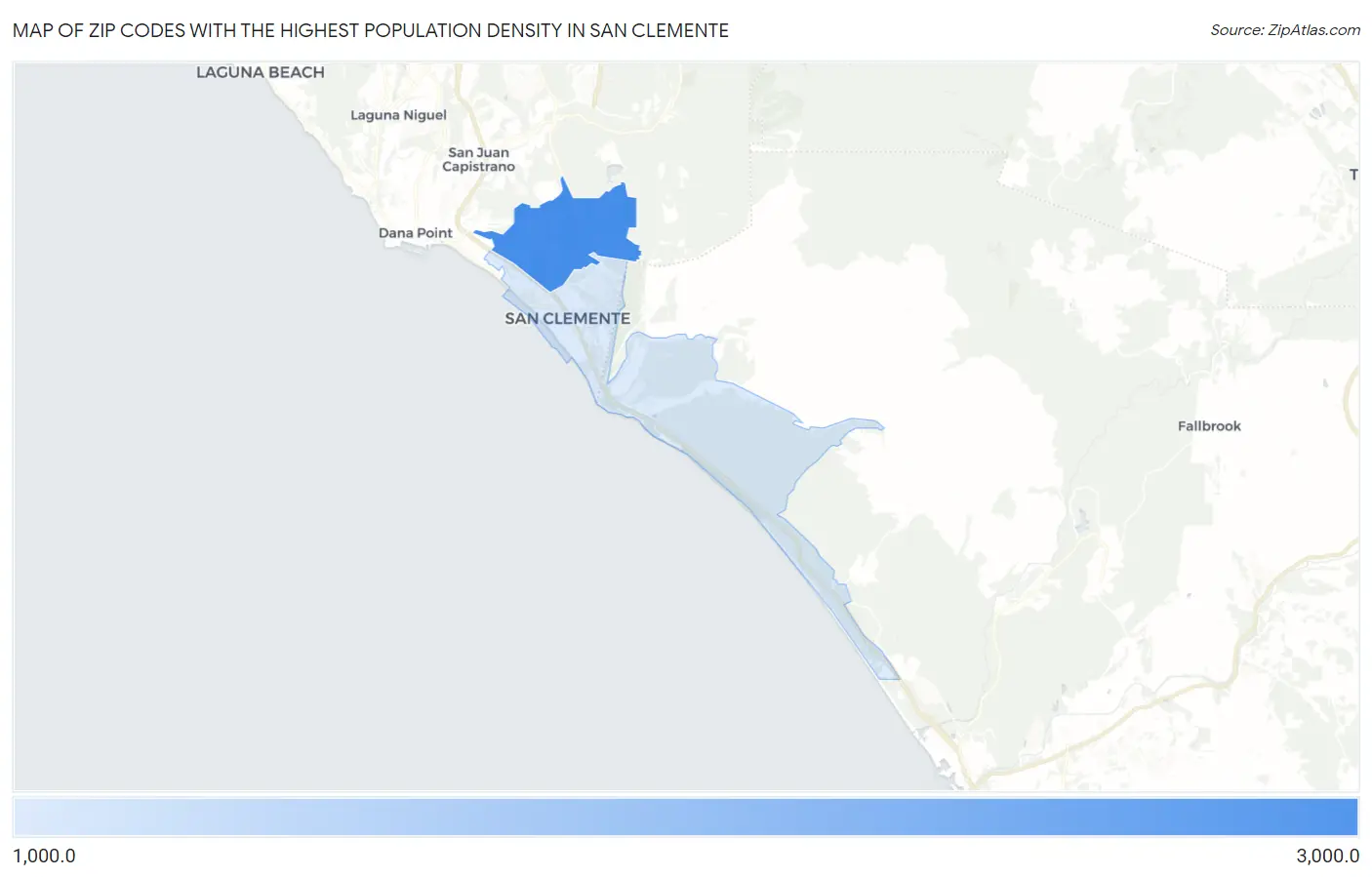 Zip Codes with the Highest Population Density in San Clemente Map