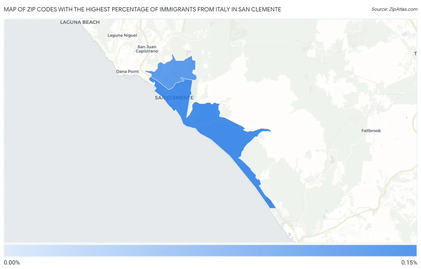Zip Codes with the Highest Percentage of Immigrants from Italy in San Clemente Map