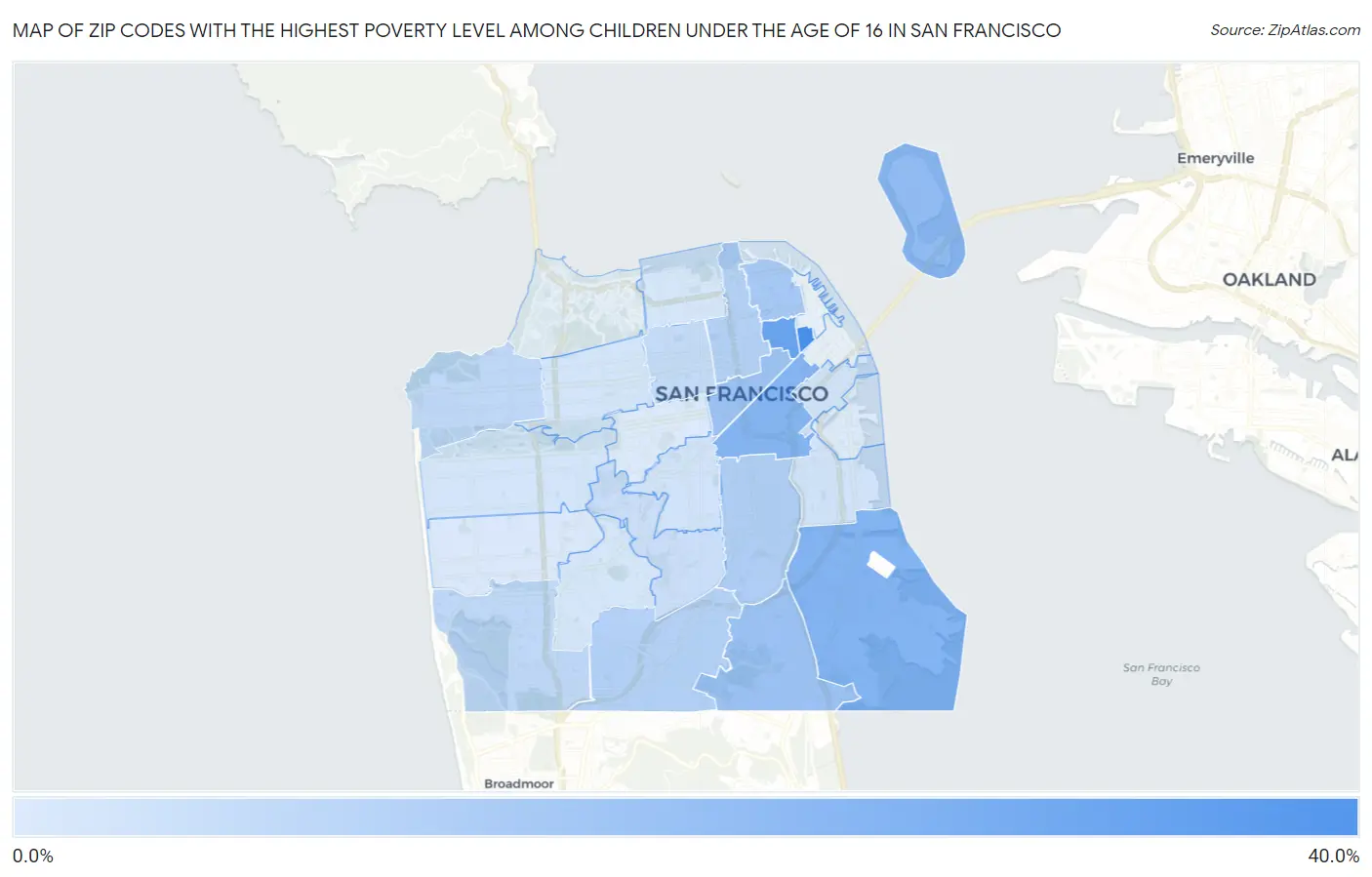 Zip Codes with the Highest Poverty Level Among Children Under the Age of 16 in San Francisco Map