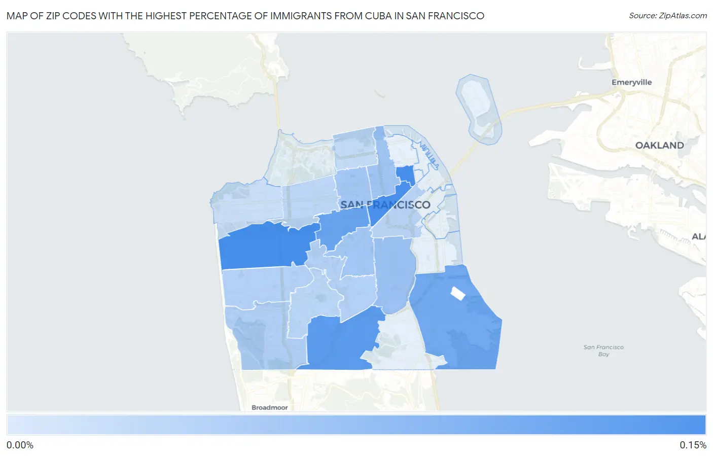Zip Codes with the Highest Percentage of Immigrants from Cuba in San Francisco Map