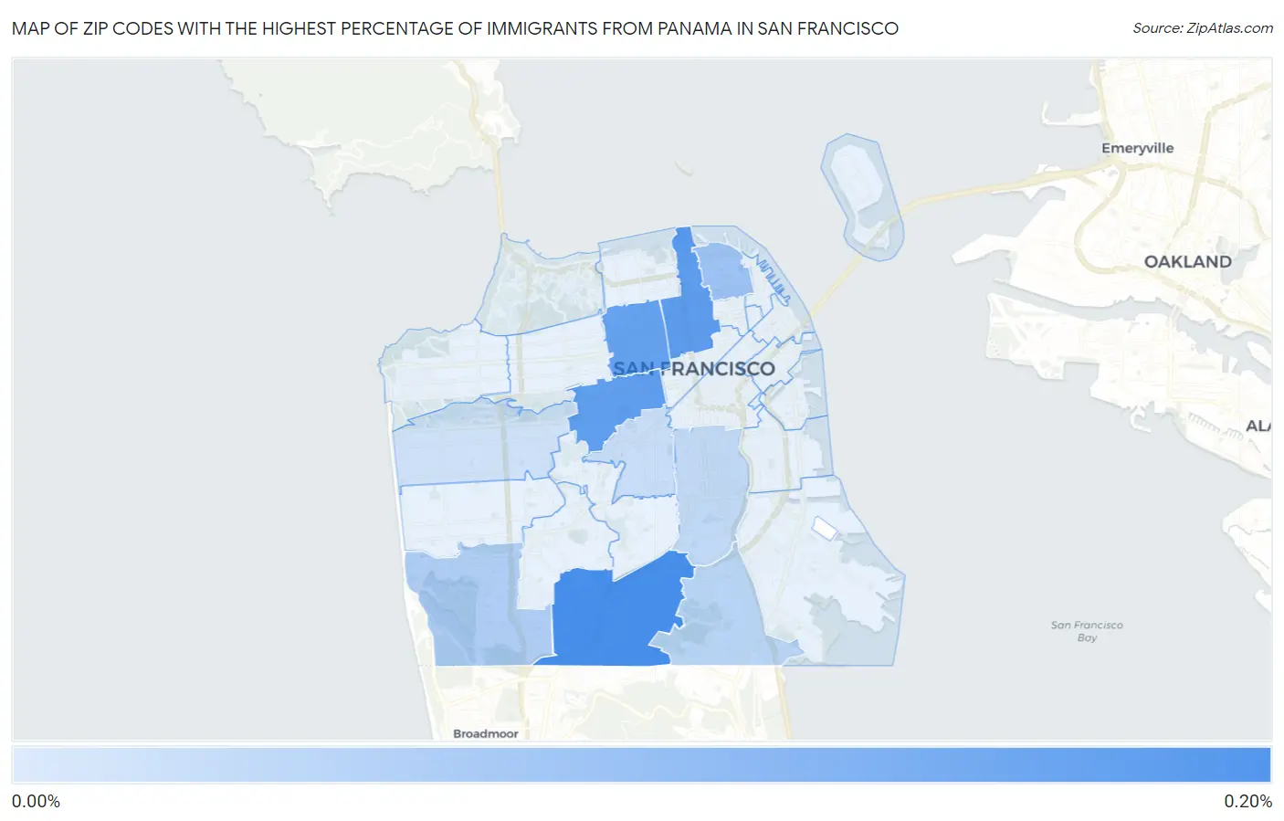 Zip Codes with the Highest Percentage of Immigrants from Panama in San Francisco Map