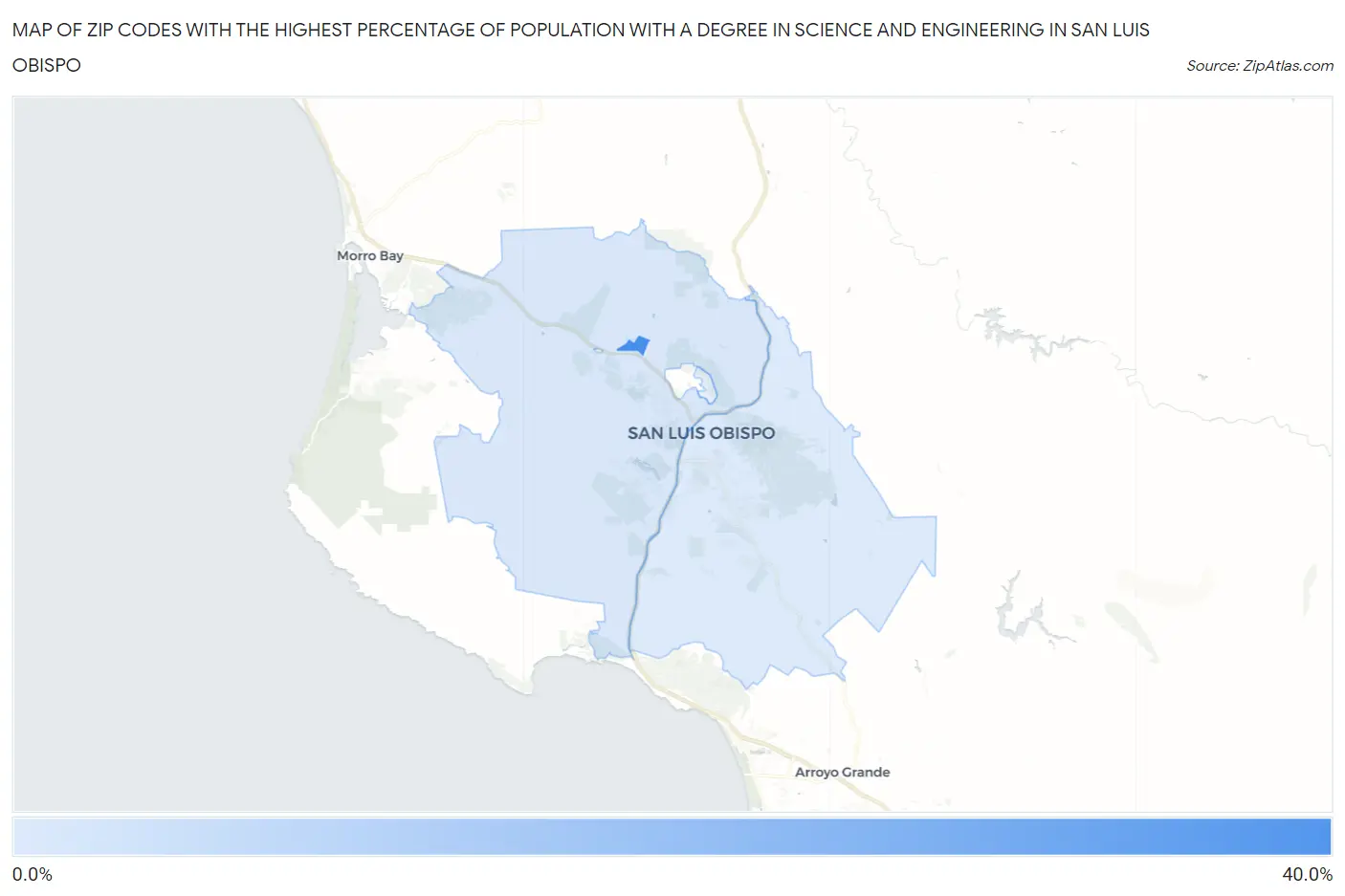 Zip Codes with the Highest Percentage of Population with a Degree in Science and Engineering in San Luis Obispo Map
