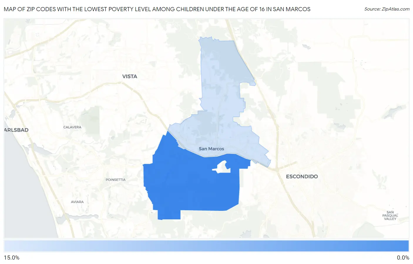 Zip Codes with the Lowest Poverty Level Among Children Under the Age of 16 in San Marcos Map