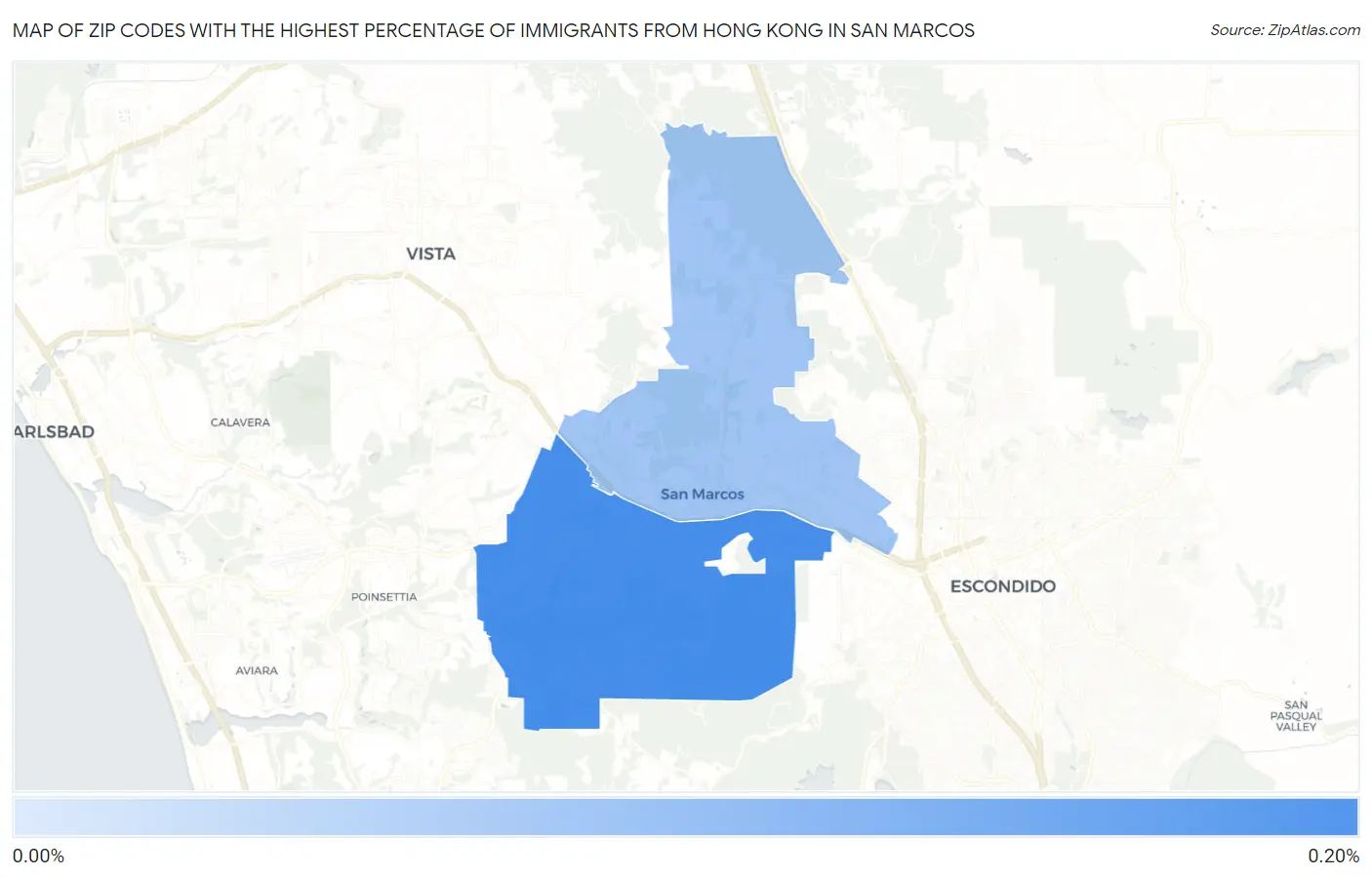 Zip Codes with the Highest Percentage of Immigrants from Hong Kong in San Marcos Map