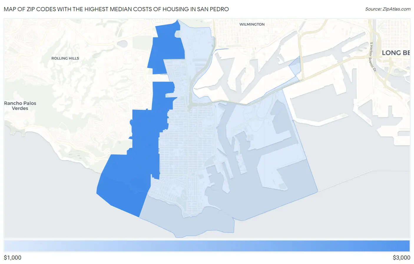 Zip Codes with the Highest Median Costs of Housing in San Pedro Map