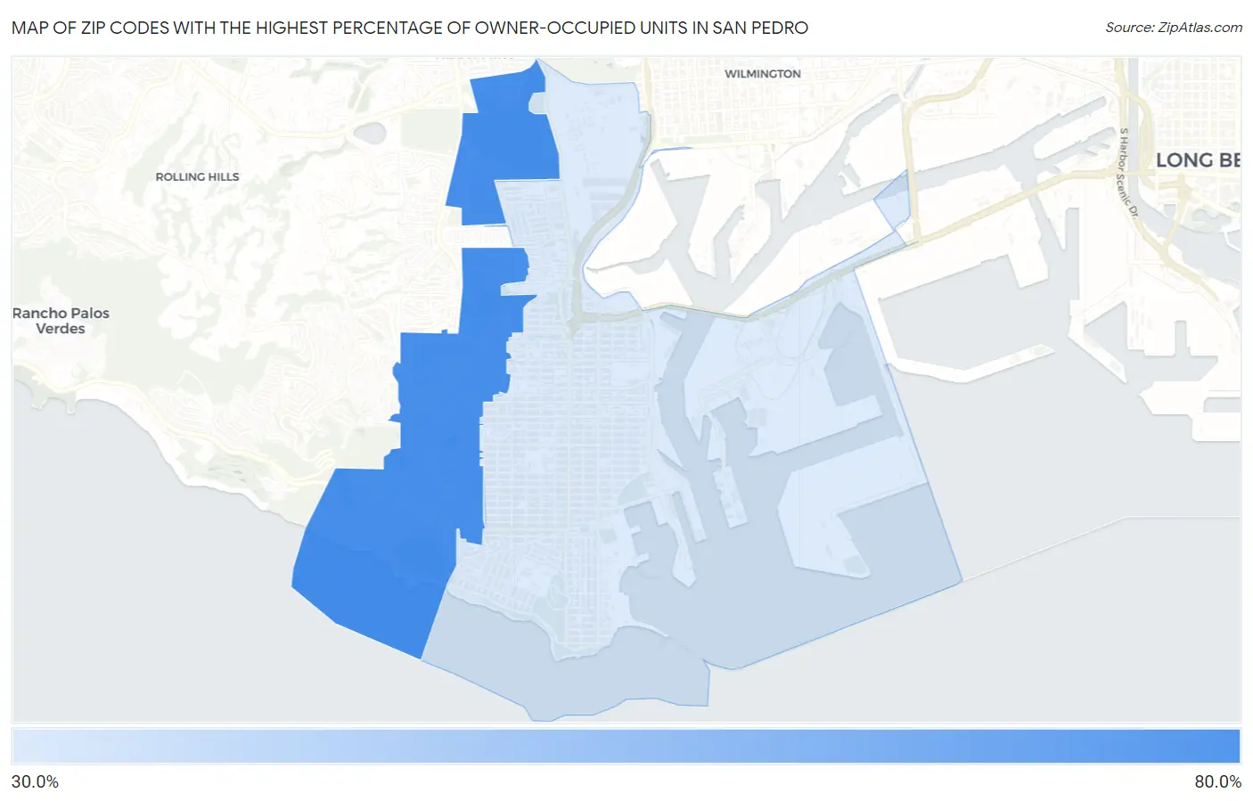 Zip Codes with the Highest Percentage of Owner-Occupied Units in San Pedro Map