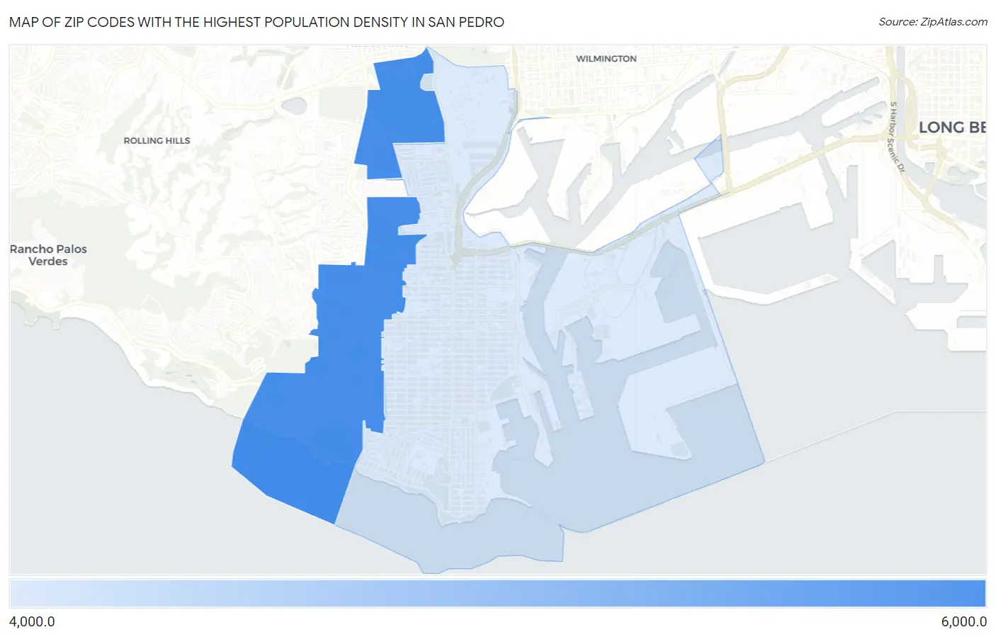 Zip Codes with the Highest Population Density in San Pedro Map