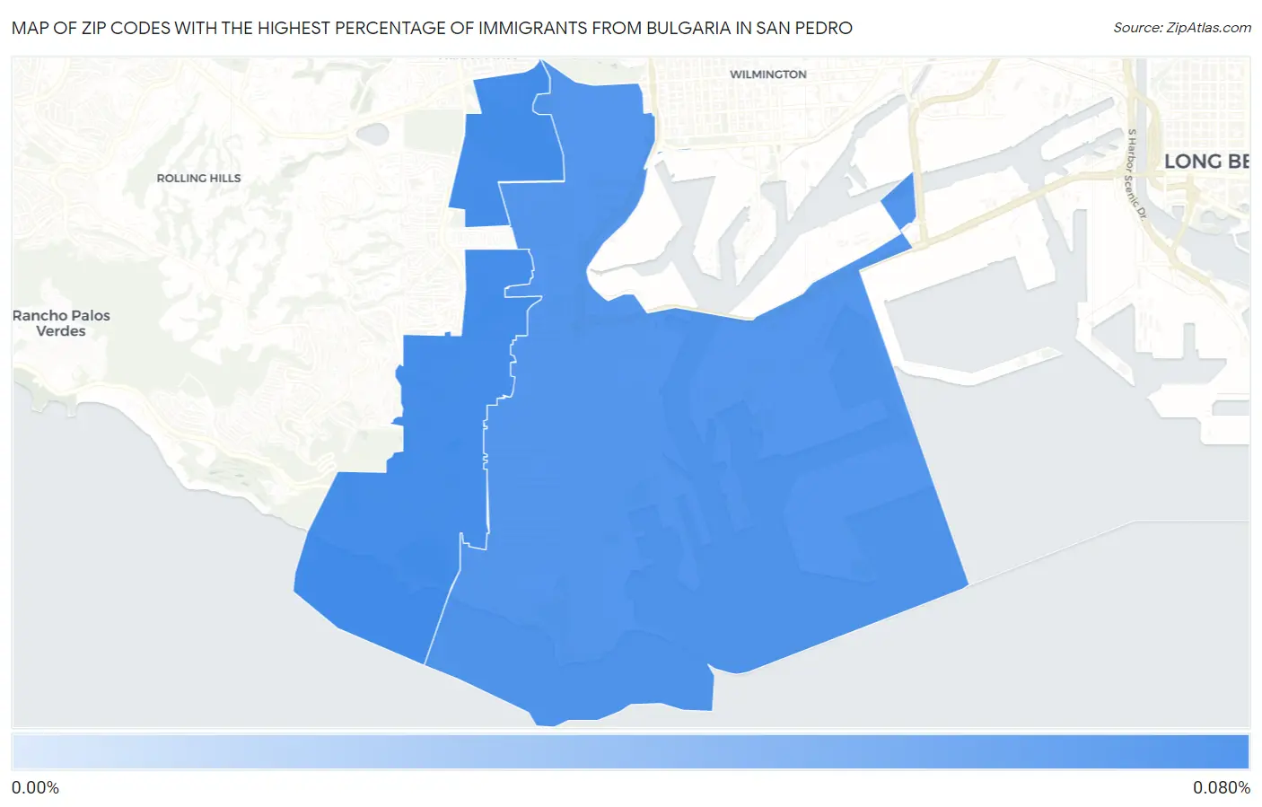 Zip Codes with the Highest Percentage of Immigrants from Bulgaria in San Pedro Map