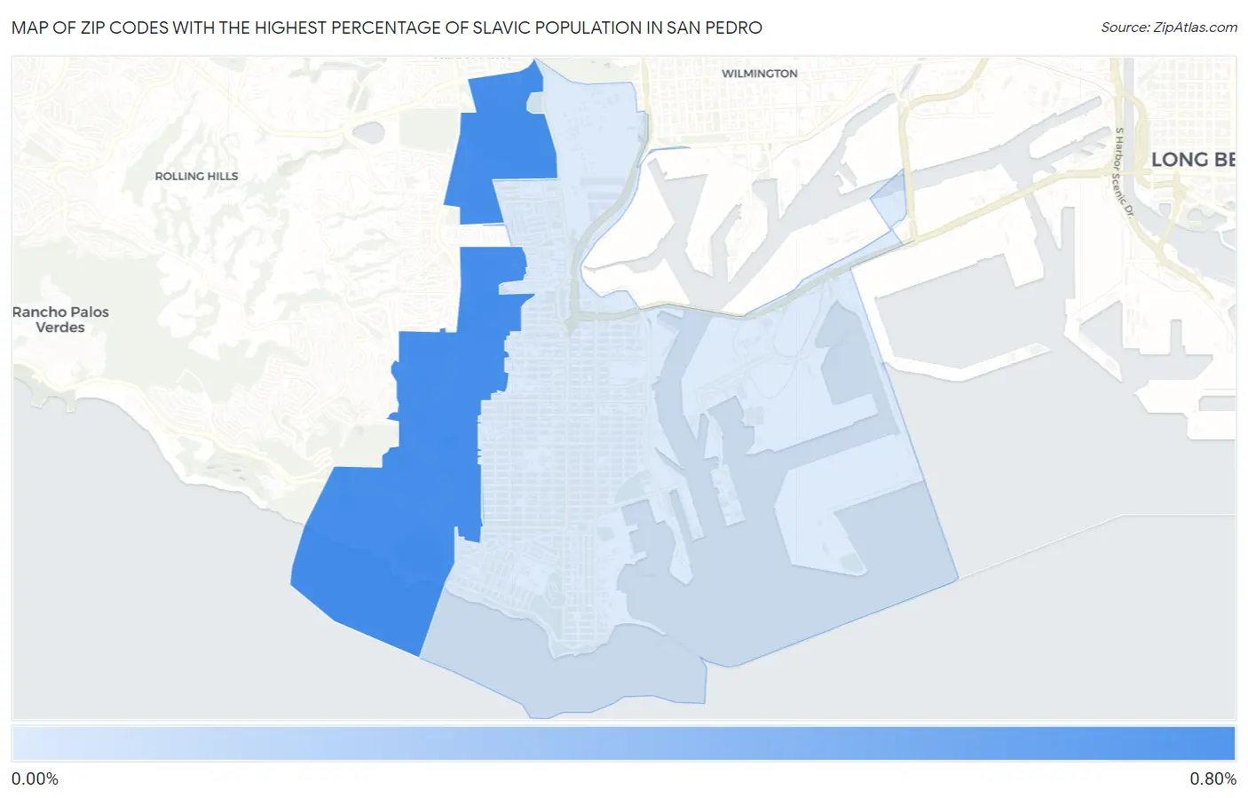 Zip Codes with the Highest Percentage of Slavic Population in San Pedro Map