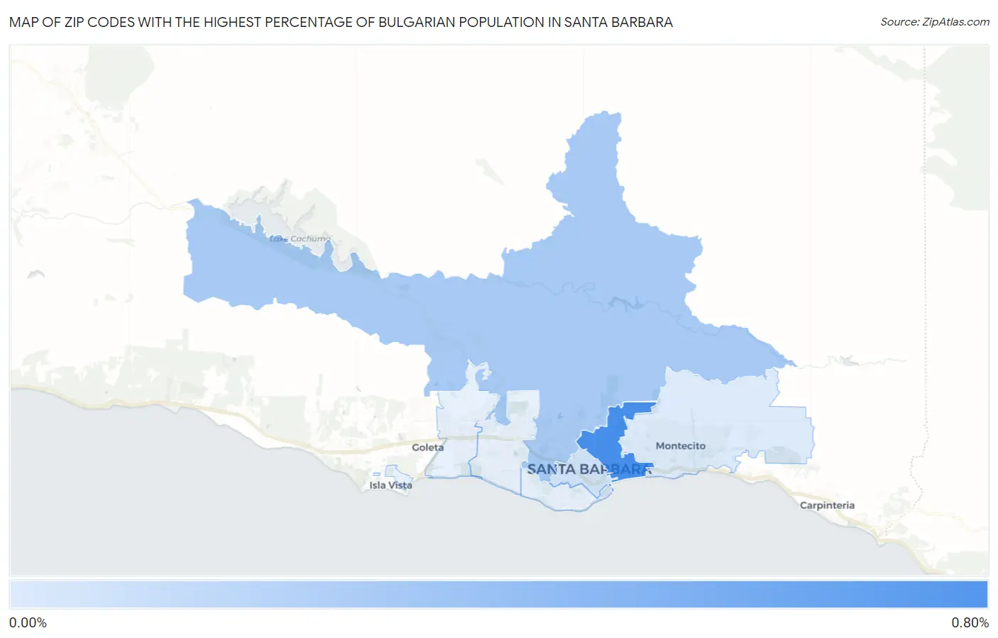 Zip Codes with the Highest Percentage of Bulgarian Population in Santa Barbara Map