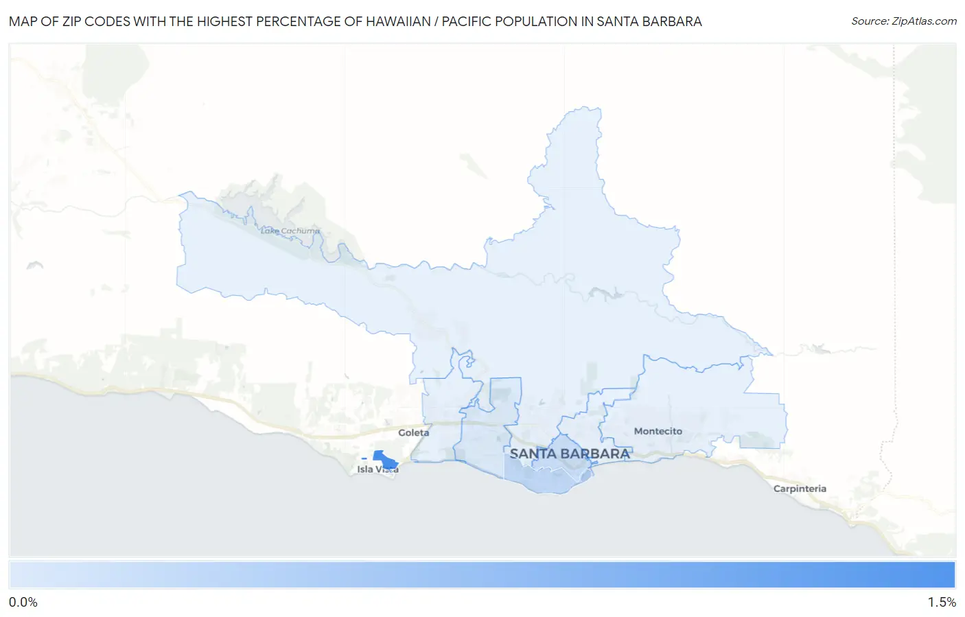 Zip Codes with the Highest Percentage of Hawaiian / Pacific Population in Santa Barbara Map