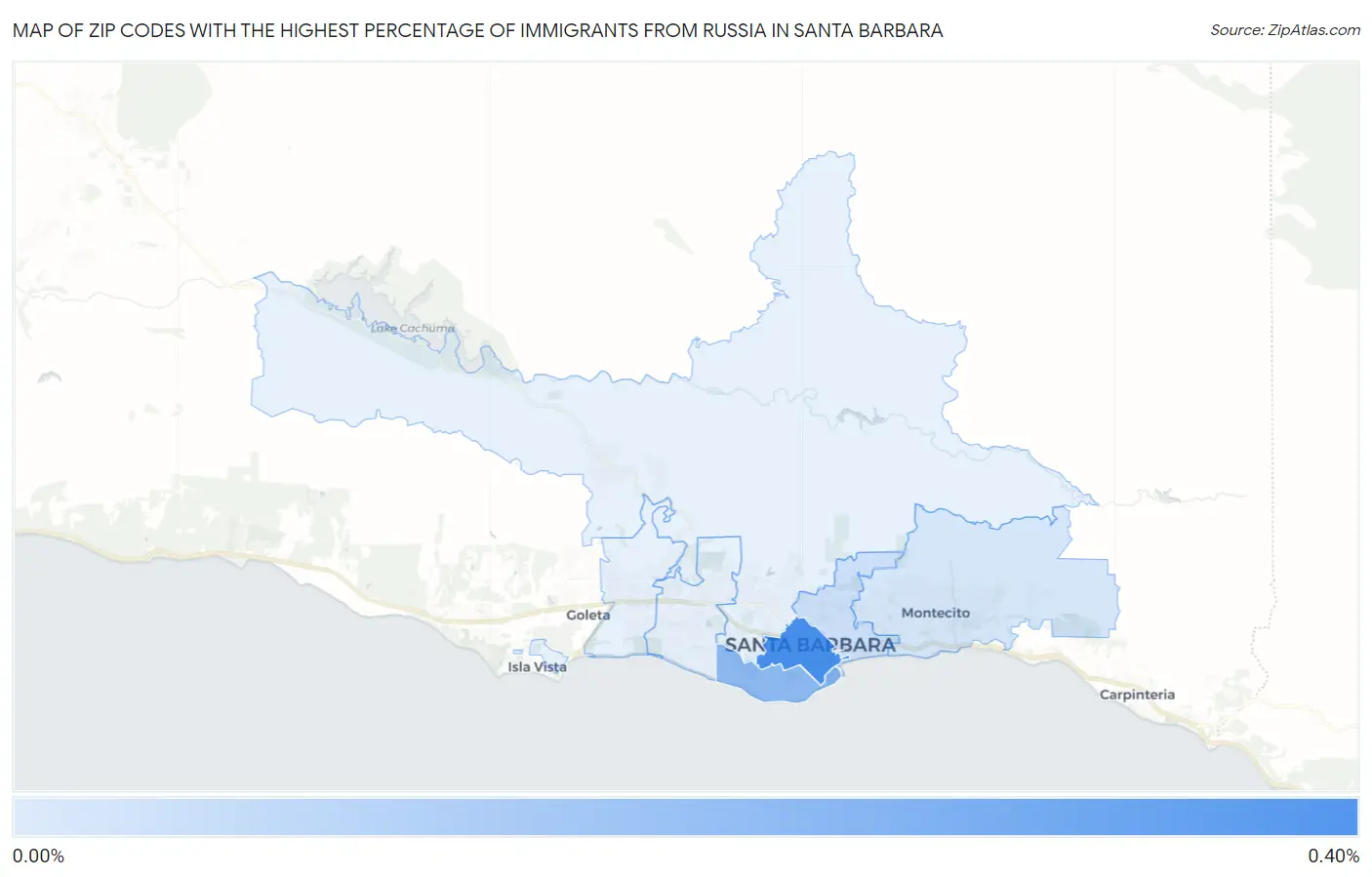 Zip Codes with the Highest Percentage of Immigrants from Russia in Santa Barbara Map