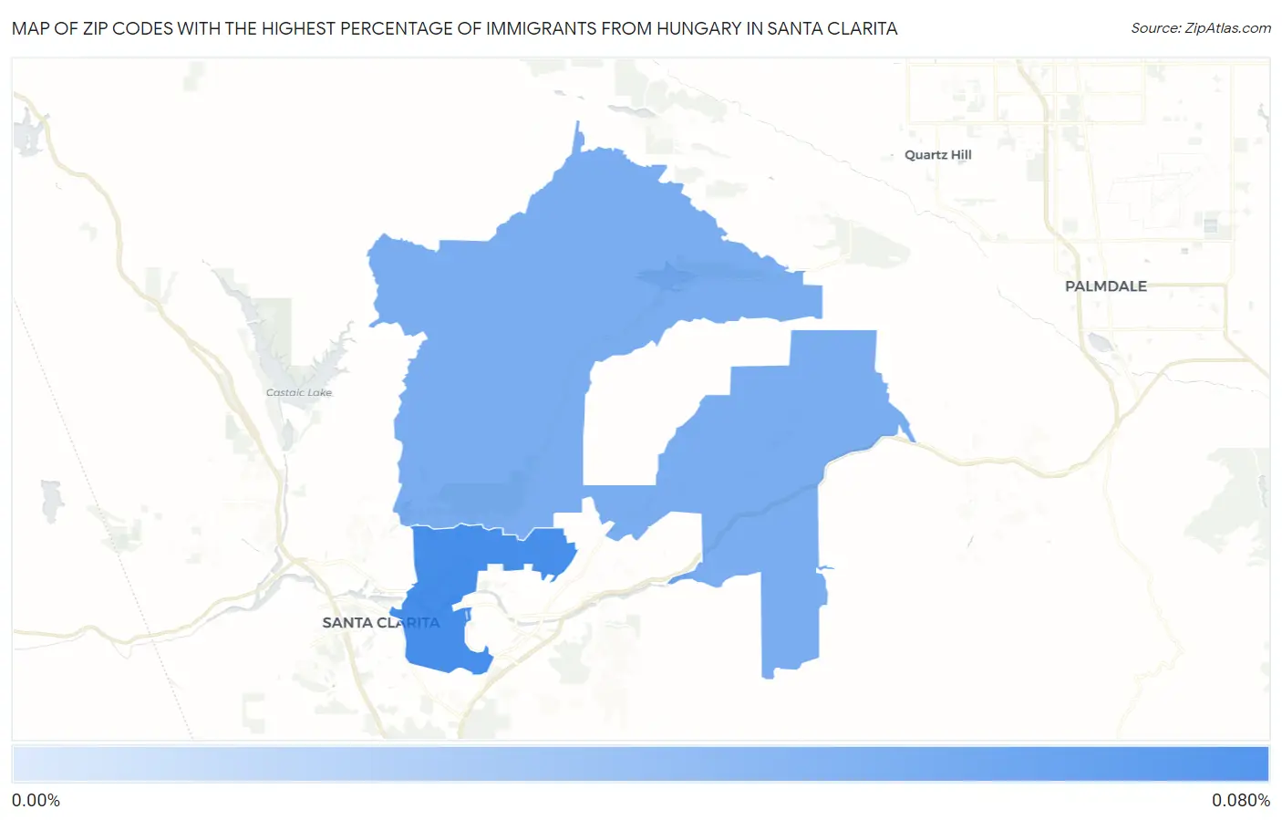 Zip Codes with the Highest Percentage of Immigrants from Hungary in Santa Clarita Map