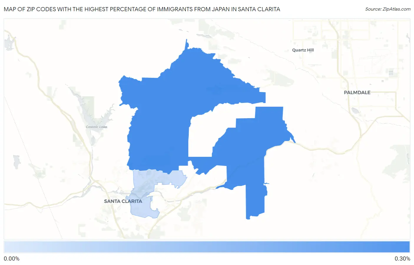 Zip Codes with the Highest Percentage of Immigrants from Japan in Santa Clarita Map
