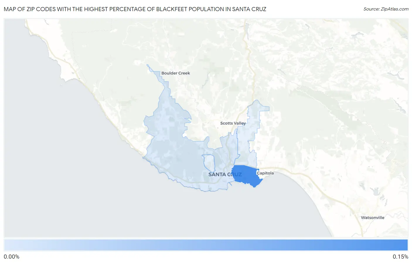 Zip Codes with the Highest Percentage of Blackfeet Population in Santa Cruz Map