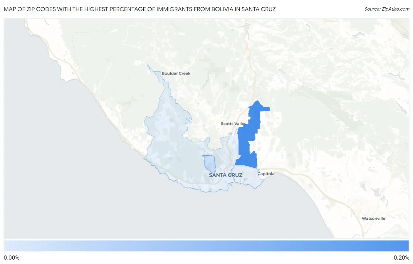 Zip Codes with the Highest Percentage of Immigrants from Bolivia in Santa Cruz Map