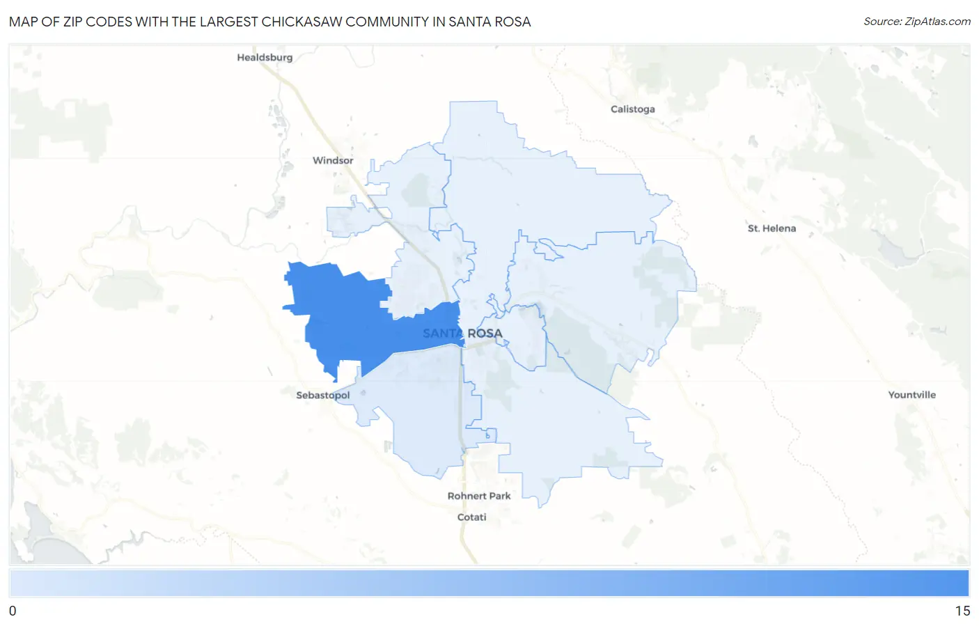 Zip Codes with the Largest Chickasaw Community in Santa Rosa Map