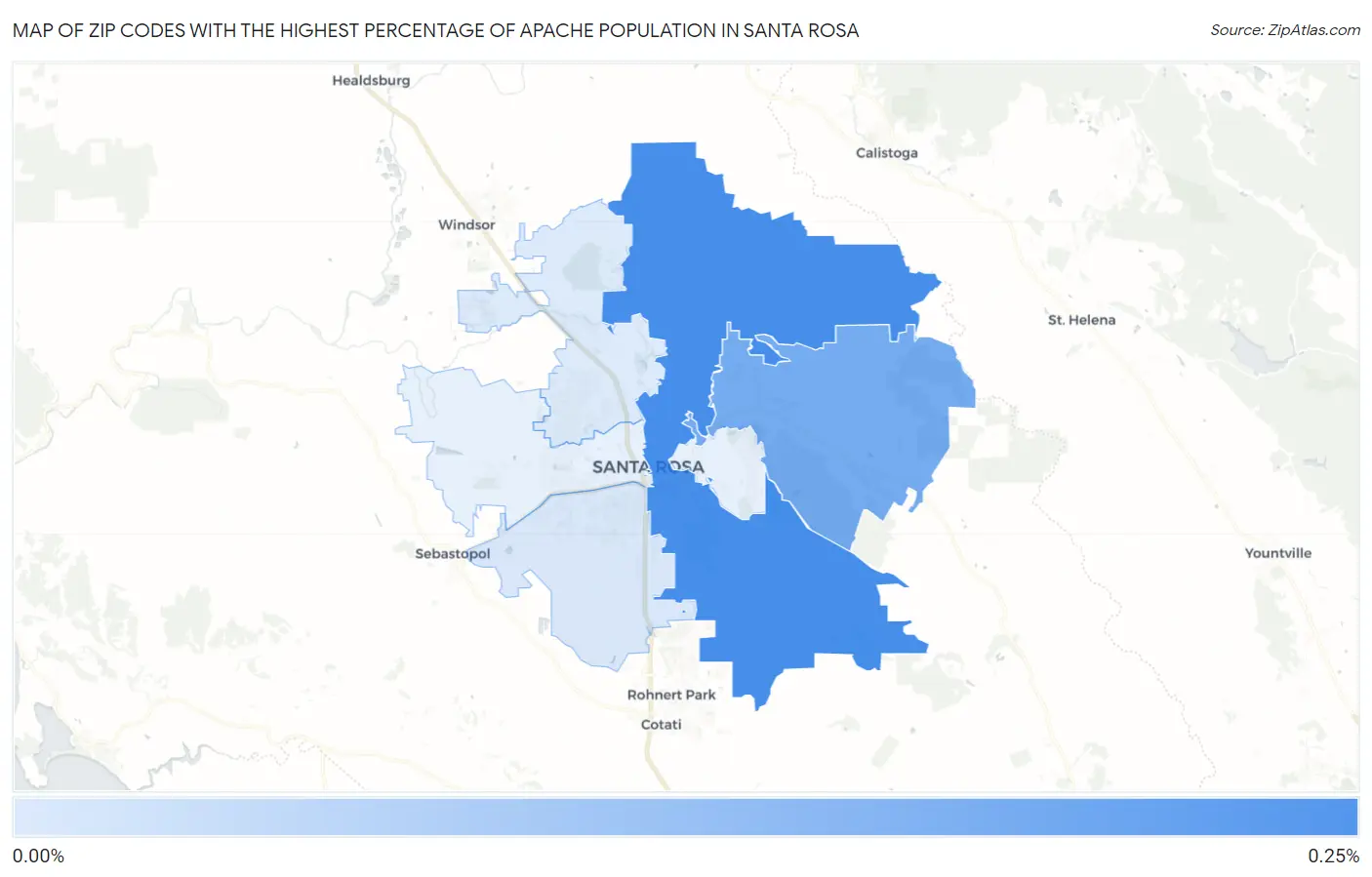 Zip Codes with the Highest Percentage of Apache Population in Santa Rosa Map