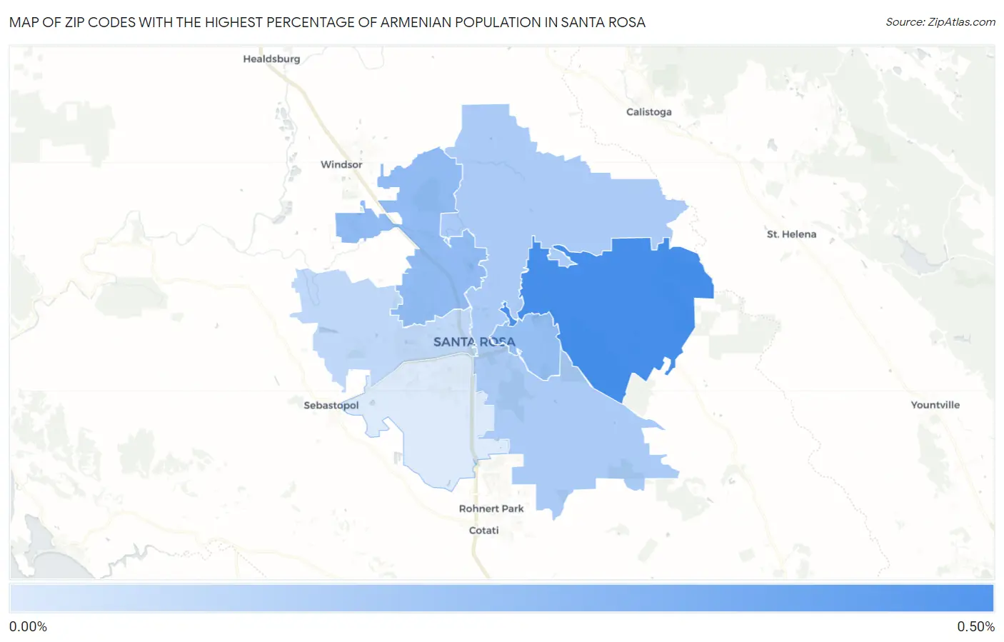 Zip Codes with the Highest Percentage of Armenian Population in Santa Rosa Map