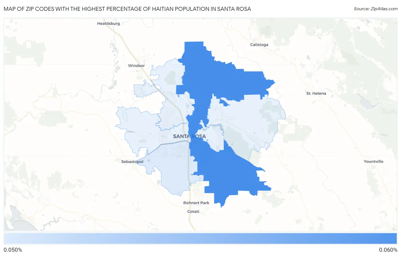 Zip Codes with the Highest Percentage of Haitian Population in Santa Rosa Map