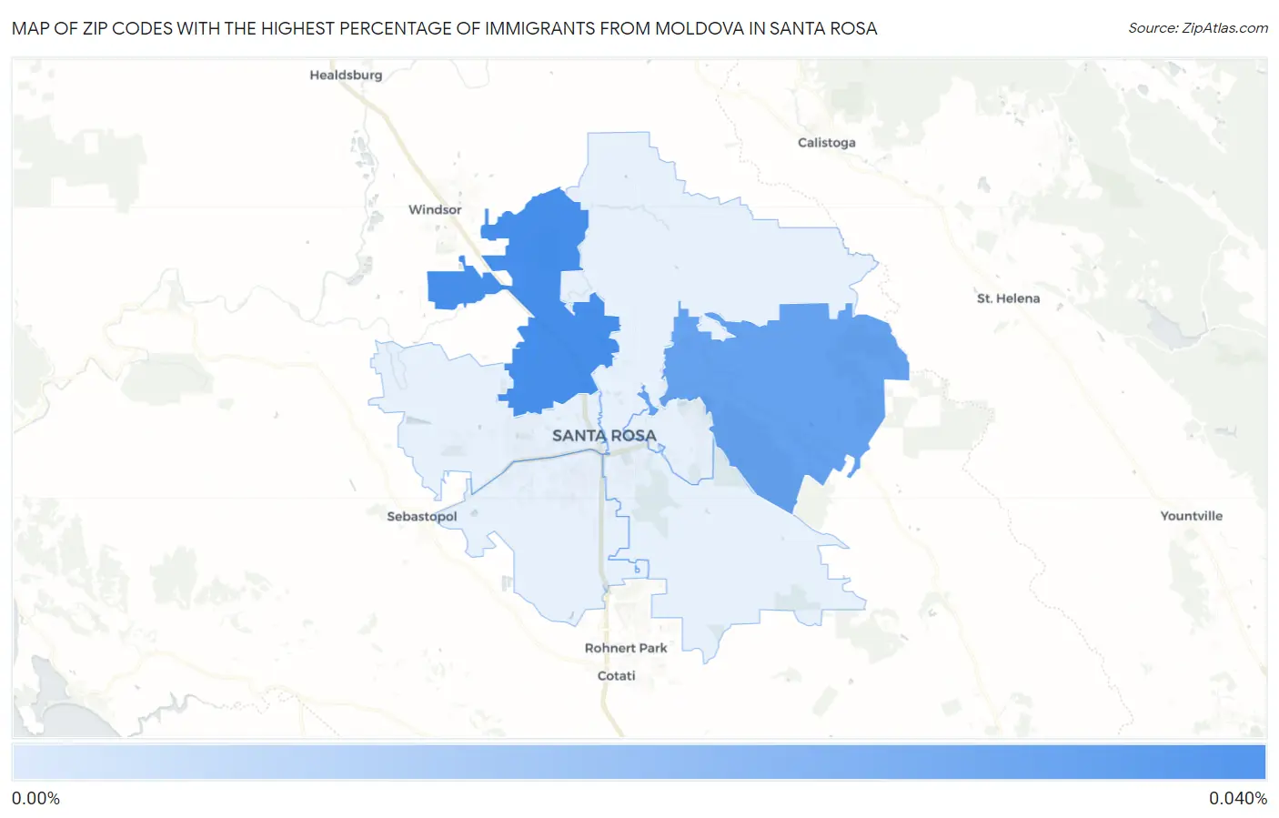 Zip Codes with the Highest Percentage of Immigrants from Moldova in Santa Rosa Map