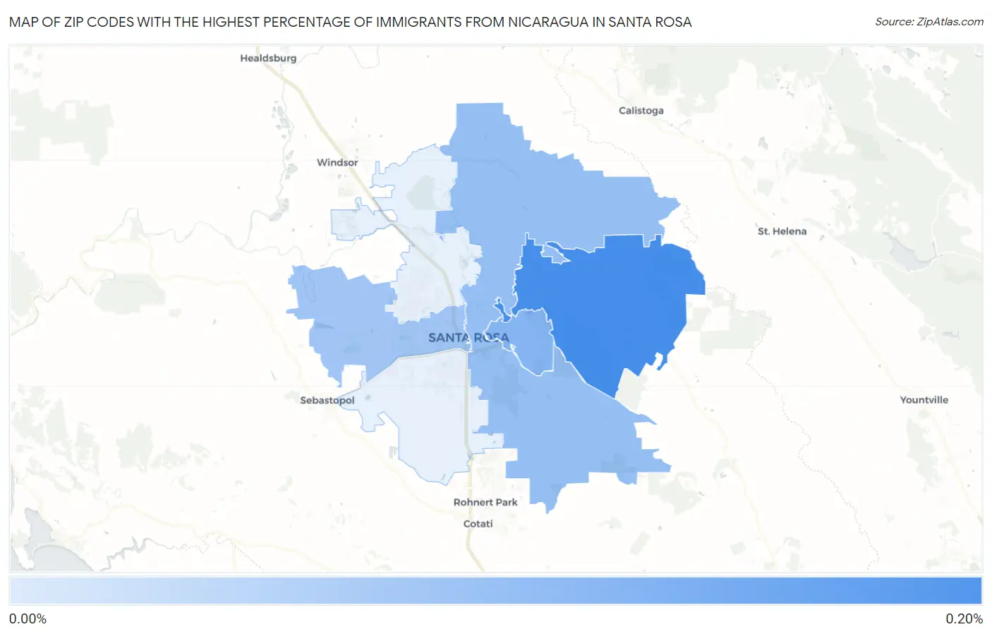 Zip Codes with the Highest Percentage of Immigrants from Nicaragua in Santa Rosa Map