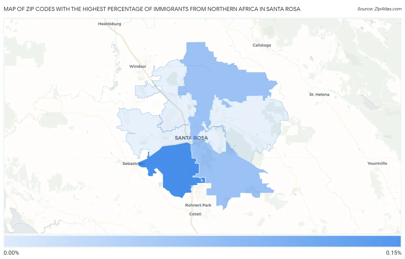 Zip Codes with the Highest Percentage of Immigrants from Northern Africa in Santa Rosa Map