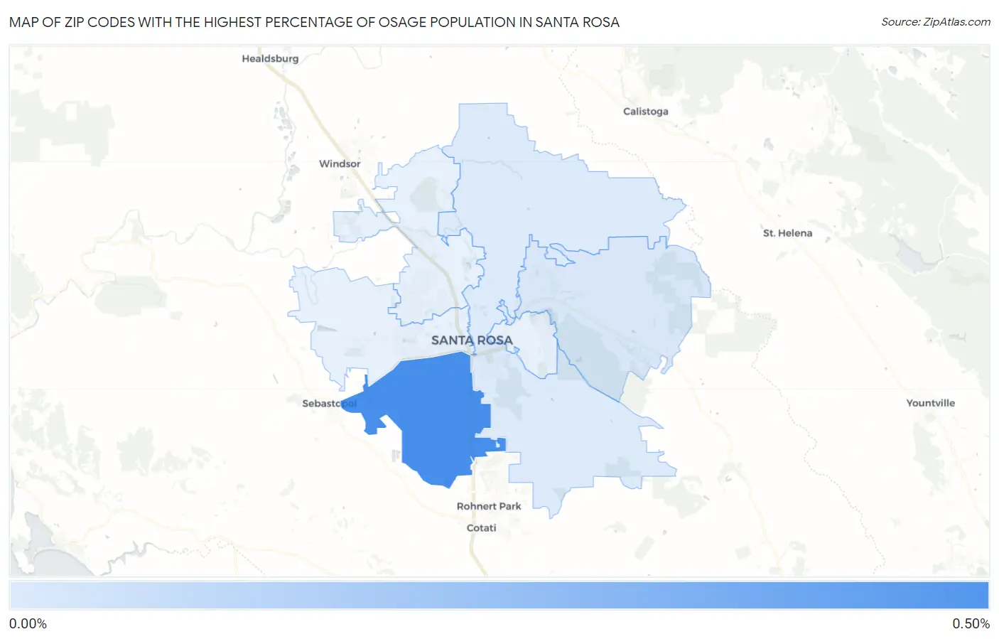 Zip Codes with the Highest Percentage of Osage Population in Santa Rosa Map