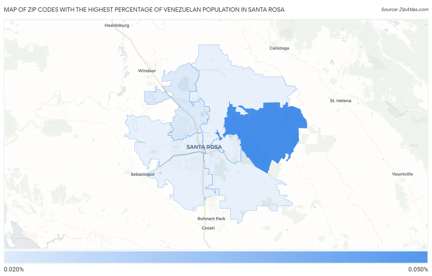 Zip Codes with the Highest Percentage of Venezuelan Population in Santa Rosa Map