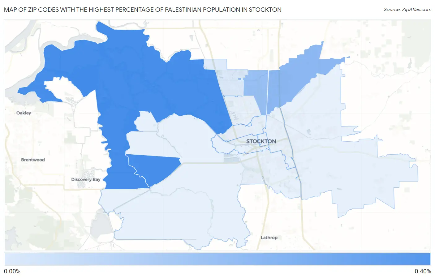 Zip Codes with the Highest Percentage of Palestinian Population in Stockton Map
