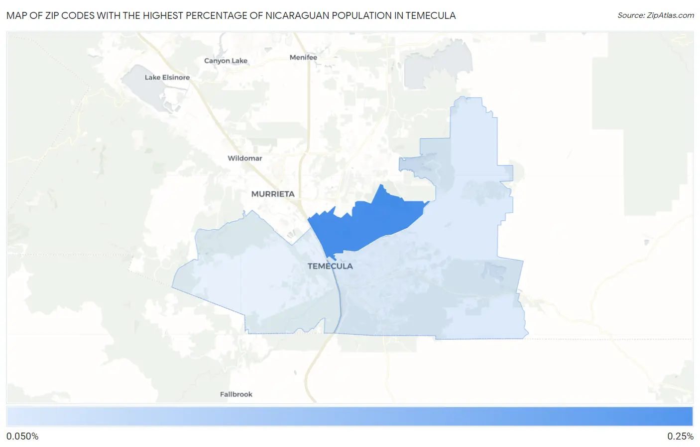 Zip Codes with the Highest Percentage of Nicaraguan Population in Temecula Map