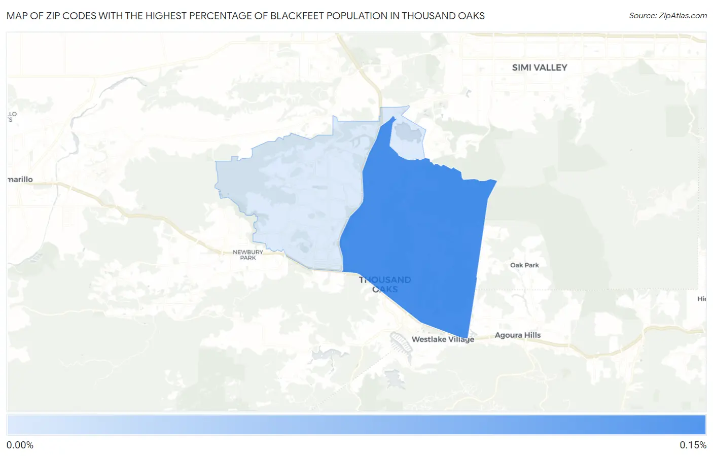 Zip Codes with the Highest Percentage of Blackfeet Population in Thousand Oaks Map