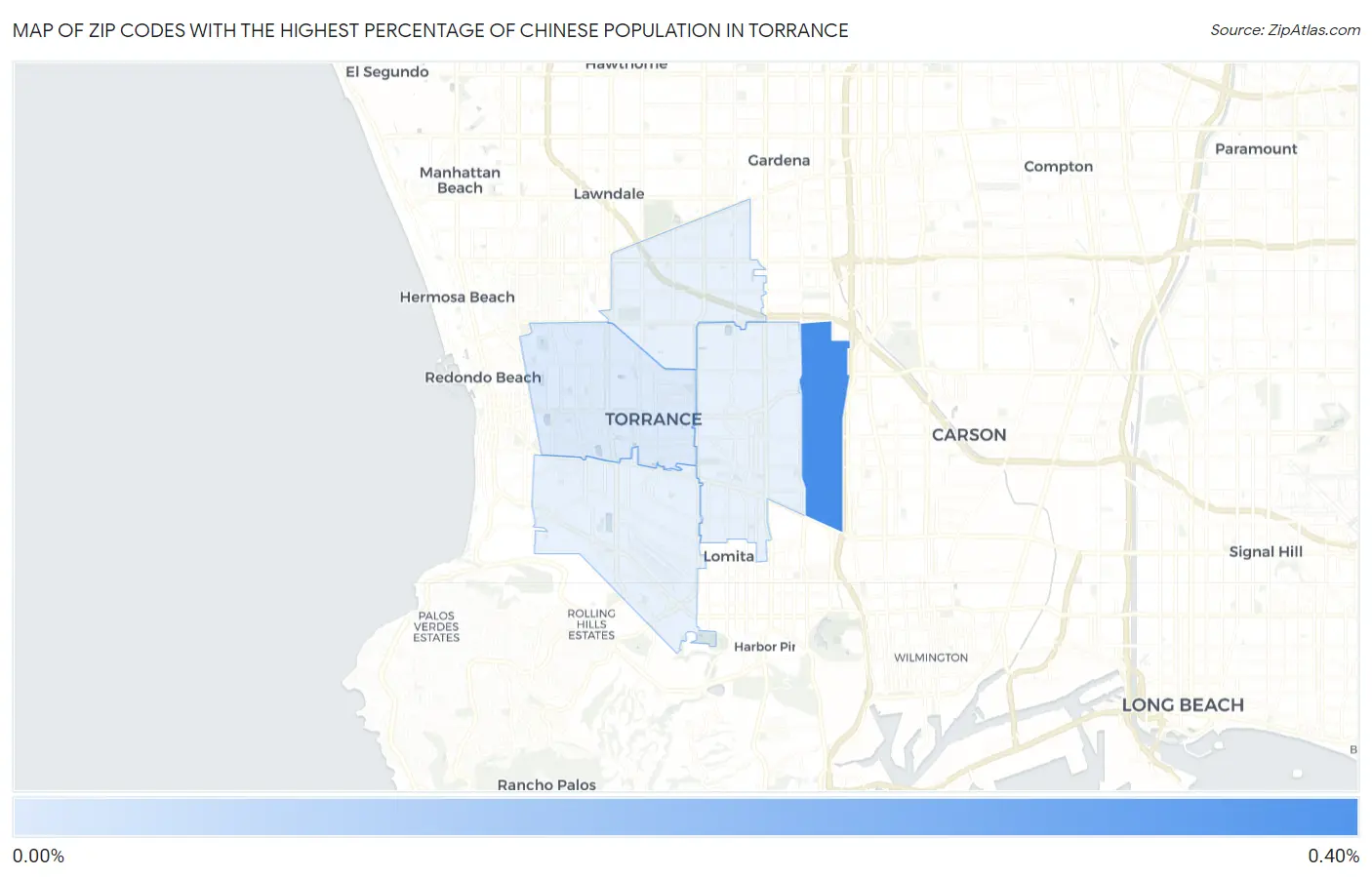 Zip Codes with the Highest Percentage of Chinese Population in Torrance Map