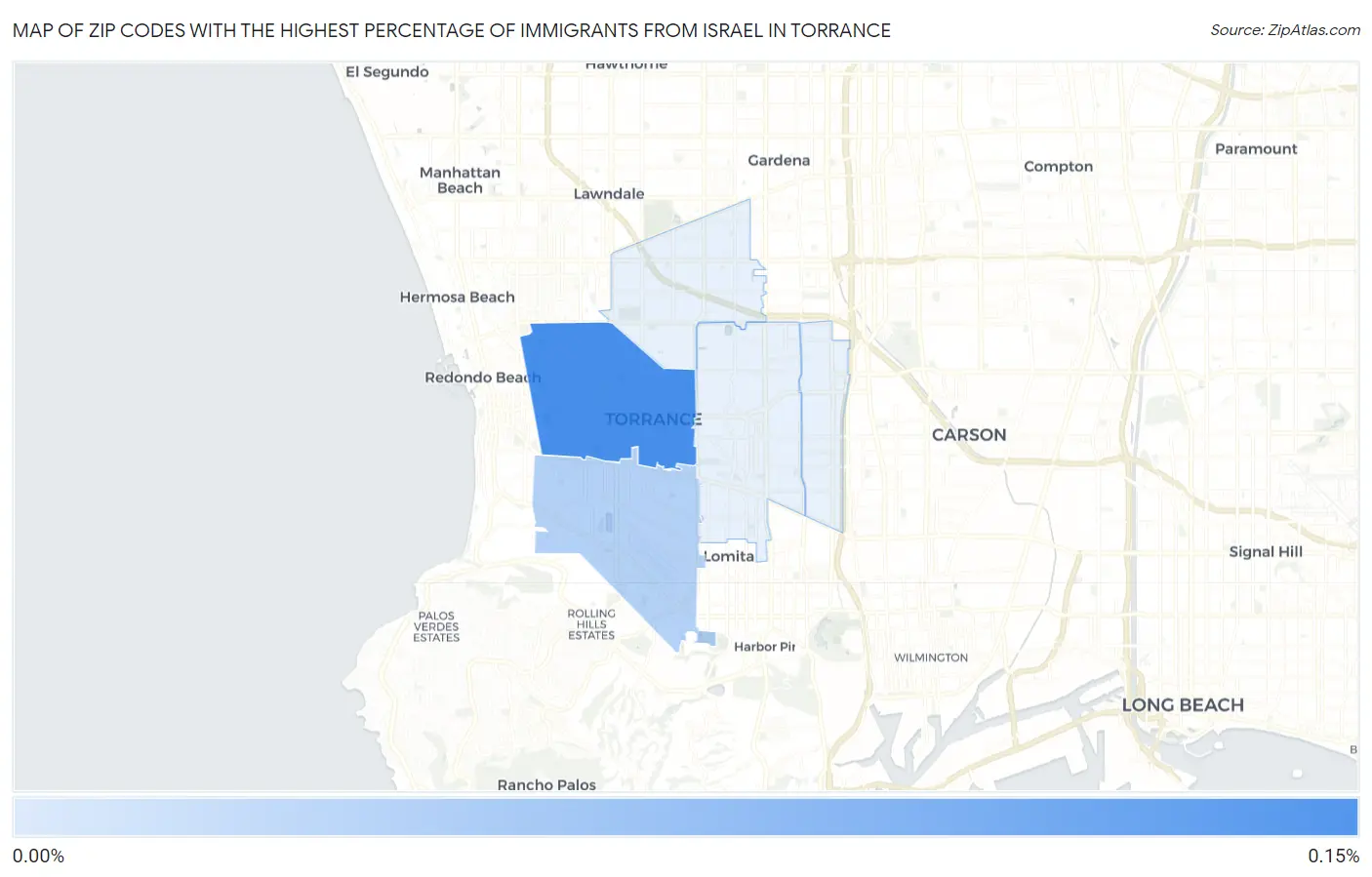 Zip Codes with the Highest Percentage of Immigrants from Israel in Torrance Map