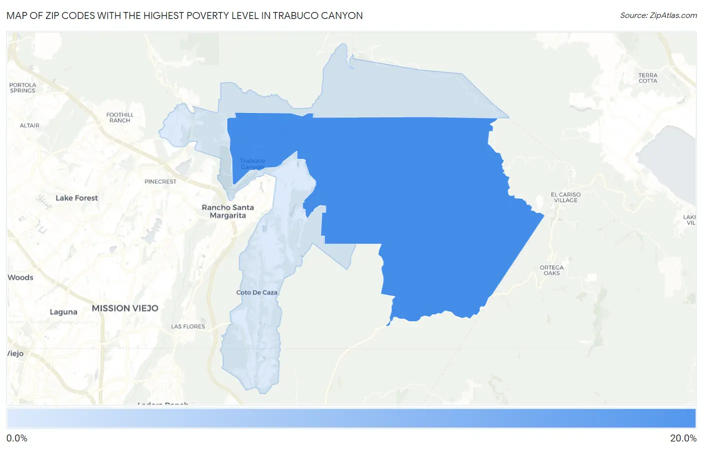 Zip Codes with the Highest Poverty Level in Trabuco Canyon Map