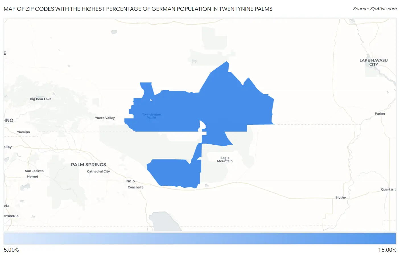 Zip Codes with the Highest Percentage of German Population in Twentynine Palms Map