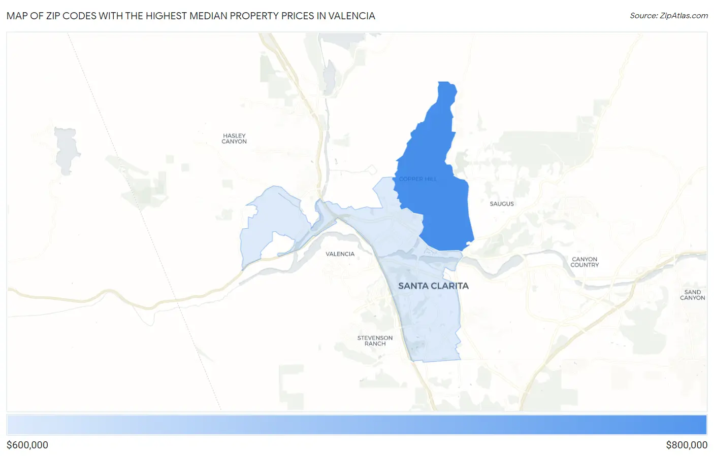 Zip Codes with the Highest Median Property Prices in Valencia Map