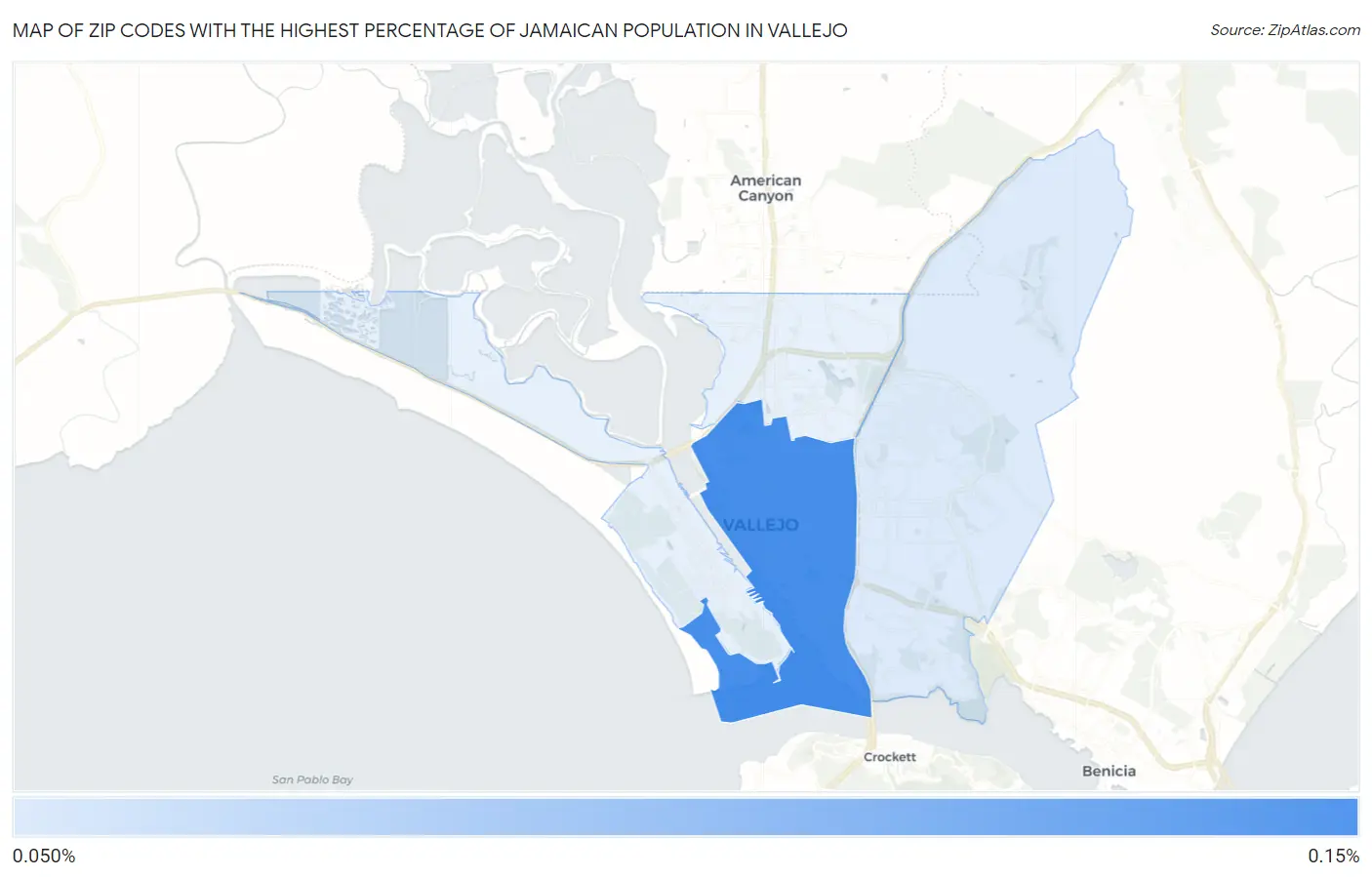 Zip Codes with the Highest Percentage of Jamaican Population in Vallejo Map