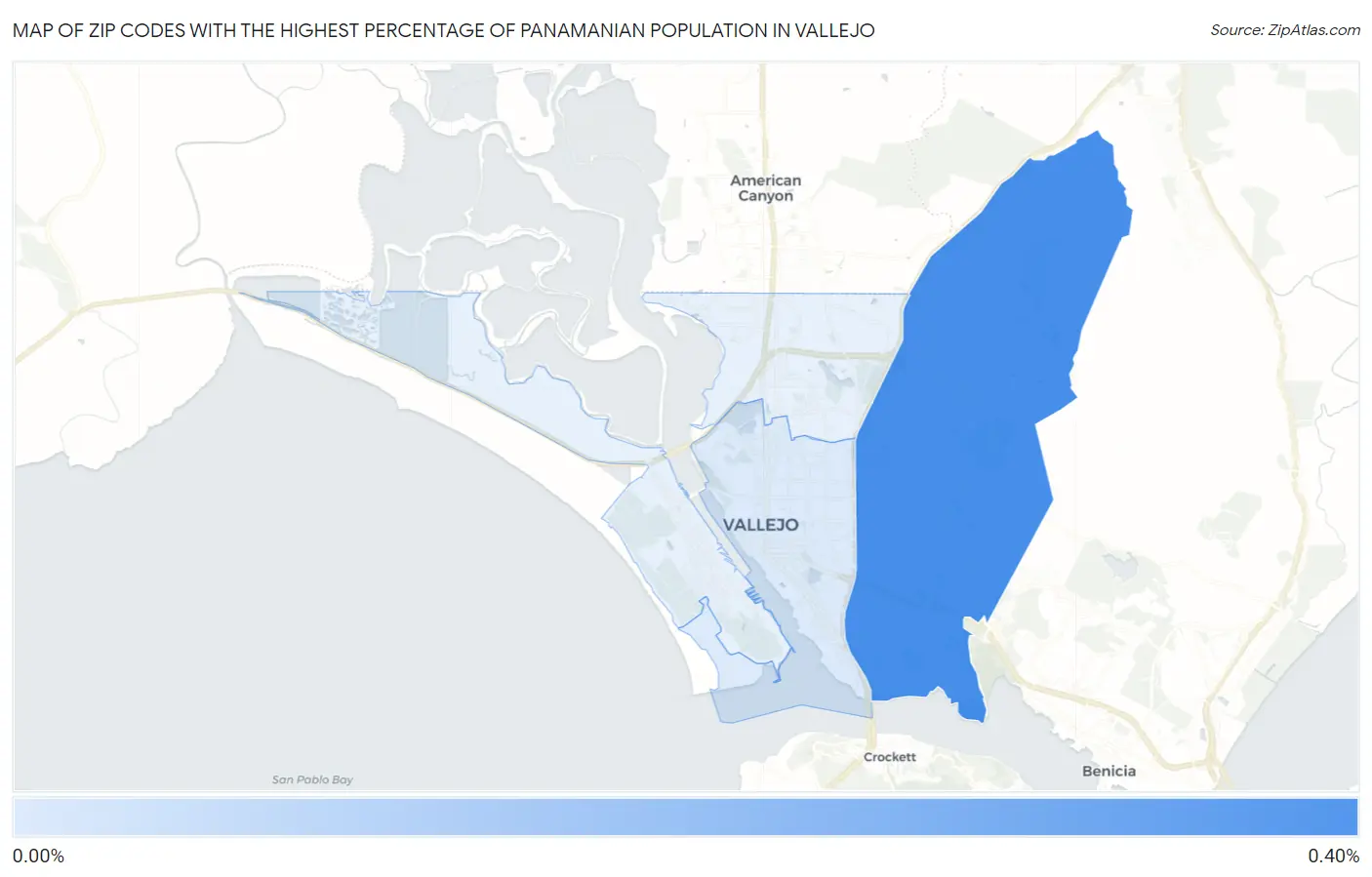 Zip Codes with the Highest Percentage of Panamanian Population in Vallejo Map